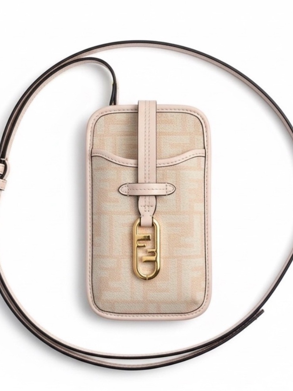 Fendi O’lock 2 Two tone Cream and Gold Monogram Crossbody Phone Bag